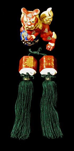 [ Arabesque ] Katani ware Fuchin and Singh Lion Figurine