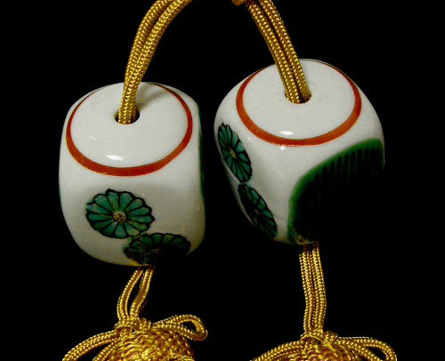 Japanese Scroll Weights Set with Tasssels