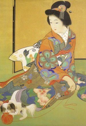 Fujo Chin to Asobu, Lady playing with Japanese Chin