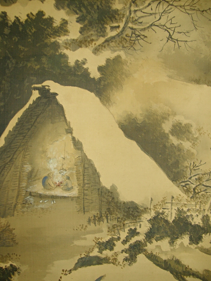 An Old Farmer Couple around the Fireplace