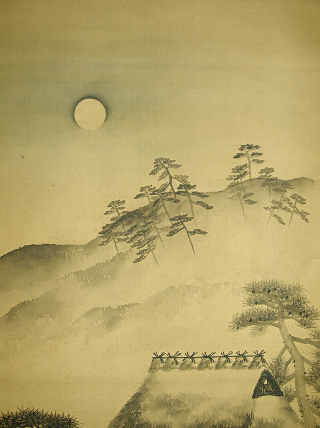 Moon, Matsu Tree, Straw Hut